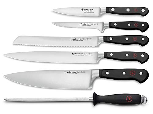 WÜSTHOF Classic Messergarnitur mit 6 Artikeln, Schwarz,silber im Sale