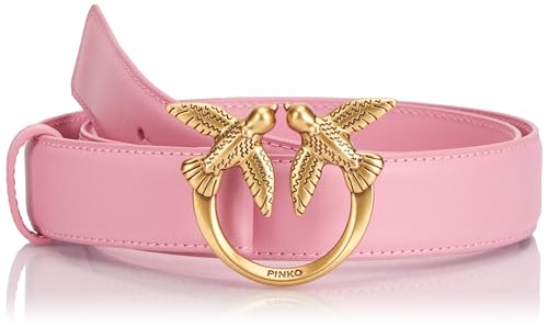 Pinko Damen Love Berry H3 Belt Kalbsleder Seide Gürtel, P31q_Marino-Antique Gold pink, im Sale