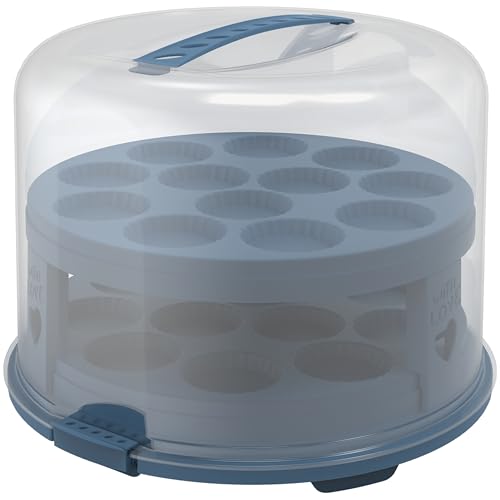 Rotho Fresh cake dome tall with trays, food-safe plastic (PP) BPA-free, blue/transparent, (35.5 x 34.5 x 26.0 cm) on sale