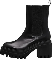 Thumbnail for Calvin Klein Women's Chunky Heeled Leather Chelsea Boots, Black (Triple Black), 40 on Sale
