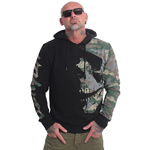 Yakuza Herren Rising Skull Kapuzenpullover, Schwarz, im Sale