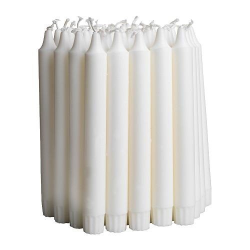 IKEA JUBLA 50 pcs Dinner Candles Chandelier Candles Fragranced White, Unscented on Sale