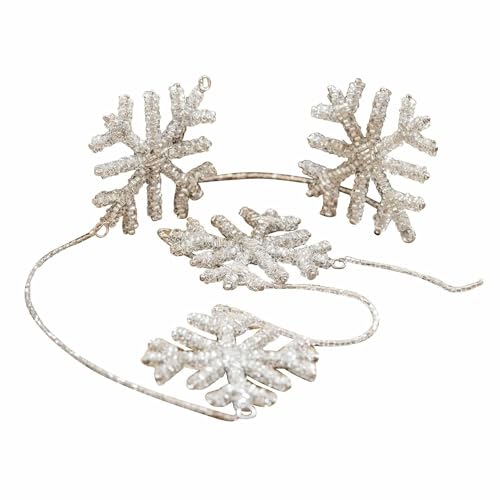 Loberon Garland Snowflakes, Sparkling Glass Beads, Winter Charm, Christmas Decoration, Christmas, Iron, Glass Beads, Silver on Sale