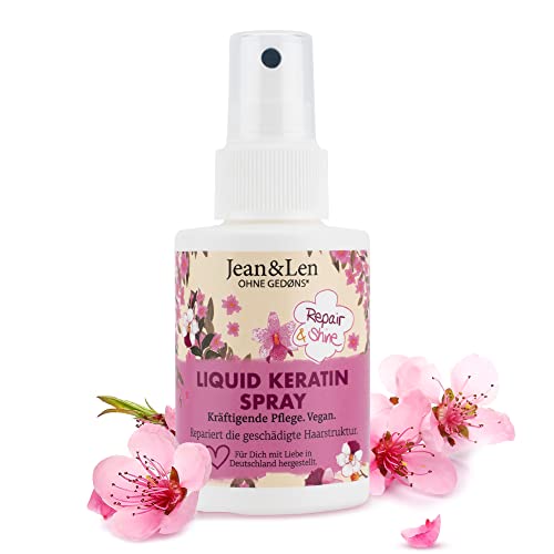 Jean &amp; Len Liquid Keratin Spray, with phyto-keratin building blocks and proteins, nourishes damaged hair, scented with sandalwood and silk, without parabens and silicones, vegan, 100 ml (1 pack) on sale