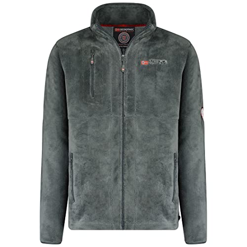 Geographical Norway Upload Men - Men's Thin Fleece Warm Zip - Autumn Winter Spring Warm Men's Jacket - Long Sleeve Fur Sweater Soft Comfort Outdoor (Dark Gray S) on sale