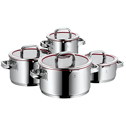 WMF Function 4 Topfset Induktion 4-teilig, Cromargan Edelstahl poliert, Glasdeckel mit 4 Abgießfunktionen, Induktionstöpfe, Innenskalierung im Sale