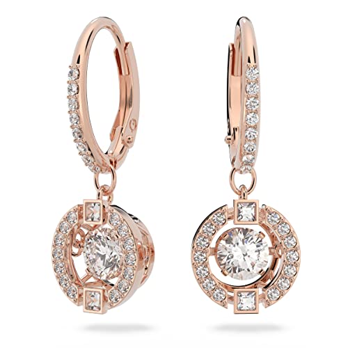 Swarovski Una Earrings, Round, White, Rose Gold Plated on Sale