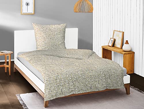 Bierbaum Mako Satin Bettwäsche 135x200cm 2 TLG. Karos klein kariert Mehrfarbig im Sale