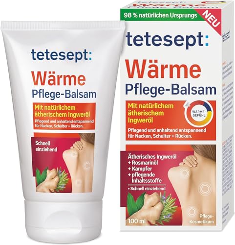 tetesept Wärme Pflege-Balsam – Pflegende Wärmesalbe entspannt anhaltend Nacken, Schulter und Rücken – Mit natürlichen ätherischen Ölen aus Ingwer und Rosmarin – 1 x 100 ml Tube im Sale