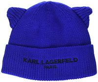 Thumbnail for KARL LAGERFELD Damen Soft Cat Ear Pom Beanie-Mütze, Blau, Einheitsgröße im Sale