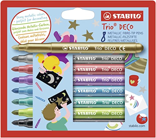 Metallic-Filzstift mit robuster -Spitze - STABILO Trio DECO - 8er Pack - mit 8 verschiedenen Farben im Sale