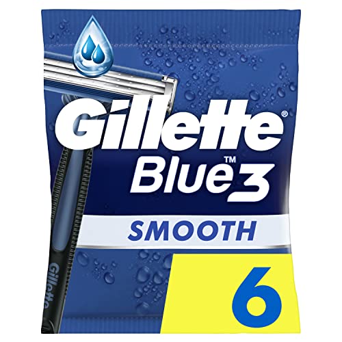 Gillette Blue3 Smooth Einwegrasierer Männer, 6 Rasierer mit 3-fach Klinge, Nassrasierer mit 40° beweglichem Schwenkkopf, Gleitstreifen mit ComfortGel-Technologie im Sale