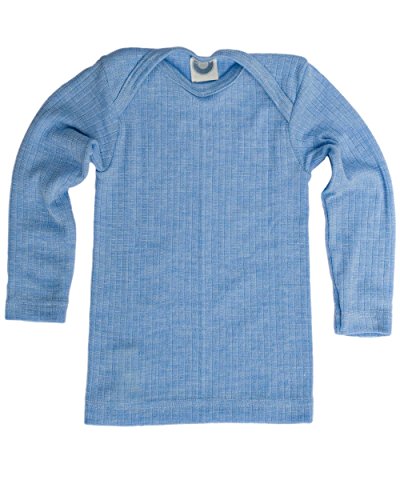 Cosilana, Baby Schlupfhemd Langarm, 45% KBA Baumwolle 35% kbT Wolle, 20% Seide (62-68, Blau meliert) im Sale
