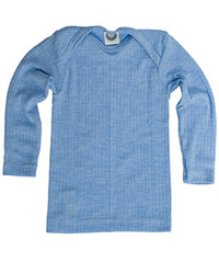 Thumbnail for Cosilana, Baby Schlupfhemd Langarm, 45% KBA Baumwolle 35% kbT Wolle, 20% Seide (62-68, Blau meliert) im Sale