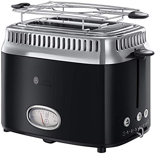 Russell Hobbs Wasserkocher [1,7l, 2400W] Retro Schwarz & polierter Edelstahl (Schnellkochfunktion, Wassertemperaturanzeige im Retrodesign, außenliegende Wasserstandsanzeige) Vintage Teekocher 21671-70 im Sale