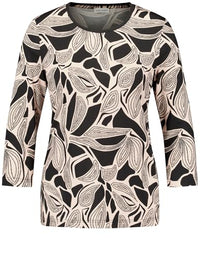 Thumbnail for Gerry Weber Damen Gemustertes 3/4 Arm Shirt 3/4 Arm Gemustert Black/Gold Leaf Graphic Big 34 im Sale