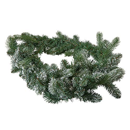 Loberon Girlande Monetry, natürliche Tannenzweig-Optik, mit LEDs, Weihnachtsbeleuchtung, Weihnachtsdekoration, Weihnachten, Polyethylen, PVC, Eisen, grün/weiß im Sale