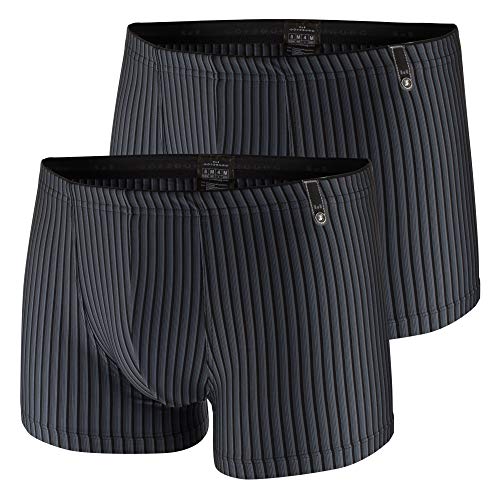 Götzburg Herren Mikrofaser Boxershorts im 2er Pack (L, schwarz/grau gestreift) im Sale