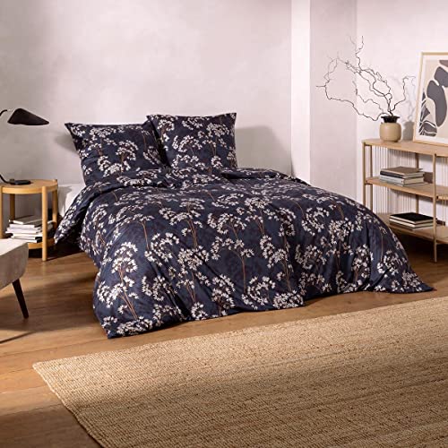 ESTELLA Mako Interlock Jersey Bed Linen Riona Night Blue 1 Duvet Cover 135 x 200 cm + 1 Pillowcase 80 x 80 cm on Sale
