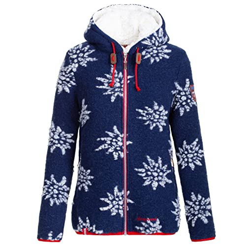 Almgwand W Wildalpe Blau - Weiche trendige Damen Strickfleece-Jacke, im Sale