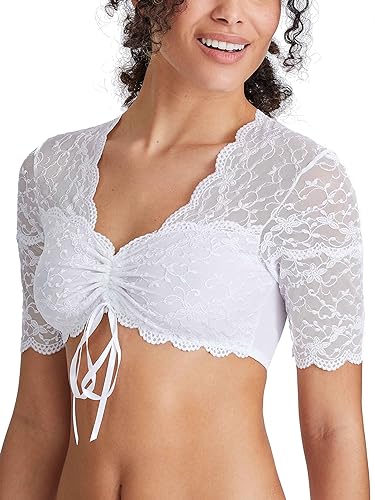 Nina von C Dirndlbluse 48463971 Weiss Spitze halbarm im Sale
