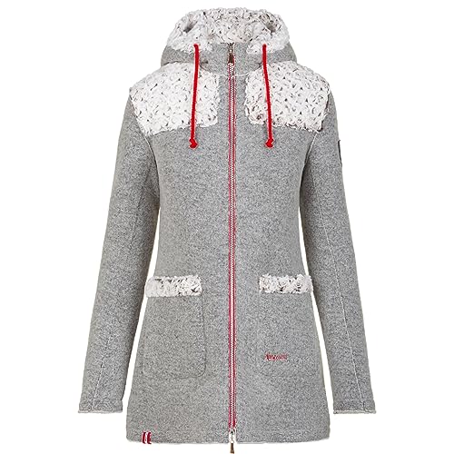 Almgwand W Hahnstein Colorblock-Grau - Warmer komfortabler Damen Kapuzenmantel, im Sale