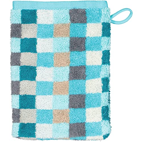 Cawö Home Handtücher Unique Karo 942 türkis - Waschhandschuh 16x22 cm im Sale