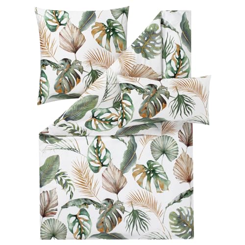 ESTELLA Mako Satin Bettwäsche Orlanda grün 3-teilig (1 x 40x80 + 1 x 80x80 + 1 x 135x200 cm) im Sale