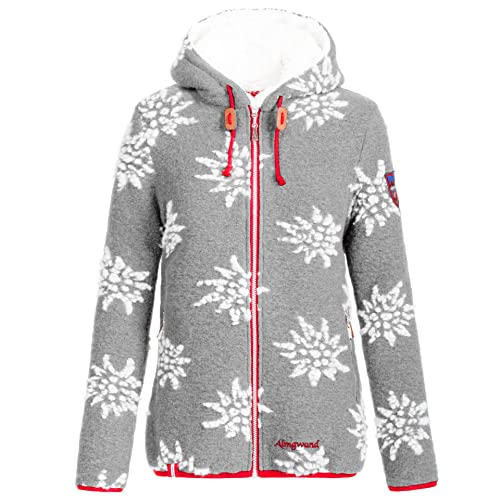 Almgwand W Wildalpe Grau - Weiche trendige Damen Strickfleece-Jacke, im Sale