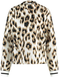 Thumbnail for Gerry Weber Damen Pullover mit Leodessin Langarm, breite Rippenbündchen Animal-Print beige-schwarz Jacquard 44 im Sale