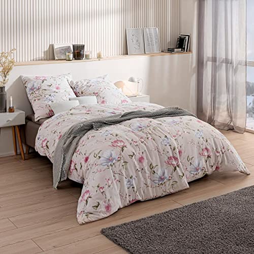 ESTELLA fine flannel bed linen Barletta pink 1 duvet cover 135 x 200 cm + 1 pillowcase 80 x 80 cm on sale