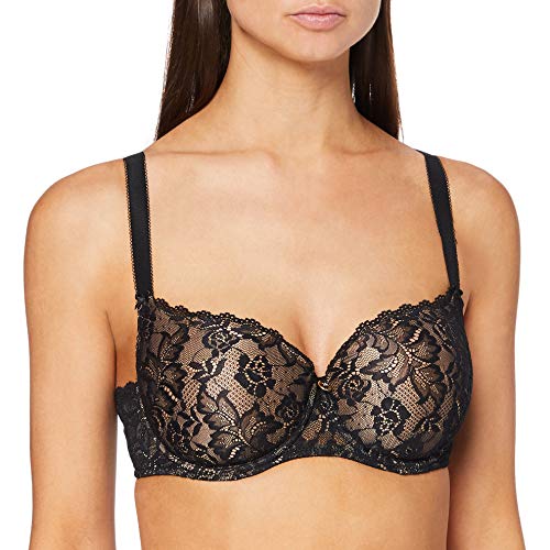 AUBADE, Comfort Half-Cup Bra, Adjustable Straps, ROSESSENCE, Black, 80C, HK04_NOIR on Sale