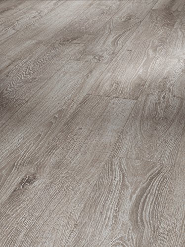 Parador Laminat Basic 200 Eiche Lichtgrau Landhausdiele Seidenmatte Struktur Fuge 2.742m² hochwertige Holzoptik hell grau. 7 mm. einfache Verlegung im Sale
