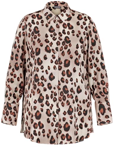 Samoon women's blouse with leopard print, long sleeves, cuffs, animal print, pearl patterned, size 44 on sale