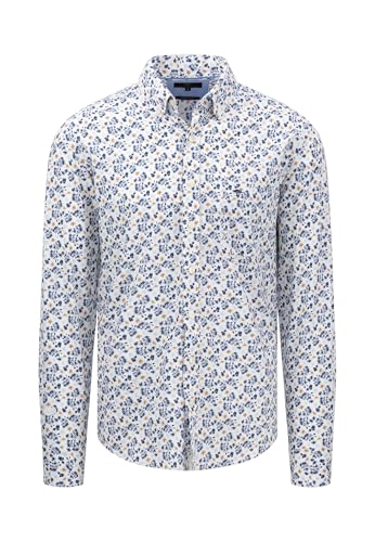 FYNCH-HATTON Patterned Cotton Shirt with Minimal Print and Button-Down Collar Summer Breeze/ on Sale
