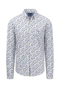 Thumbnail for FYNCH-HATTON Patterned Cotton Shirt with Minimal Print and Button-Down Collar Summer Breeze/ on Sale