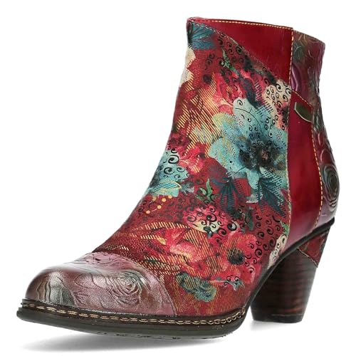 Laura Vita women's ankle boots leather patchwork flower pattern Alcizeeo 06, on sale