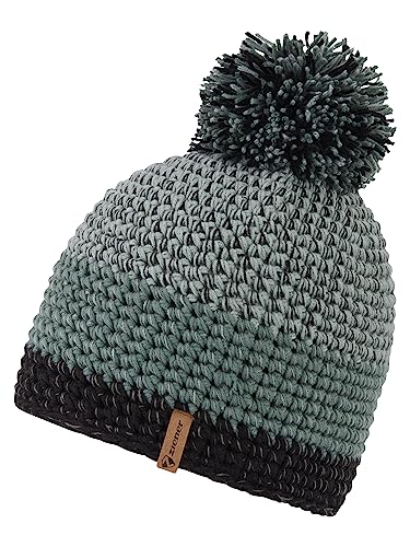 Ziener Unisex INTERCONTINENTAL Bommel-Mütze | gehäkelt Fleece-Futter dreifarbig, gray seal, Usex im Sale