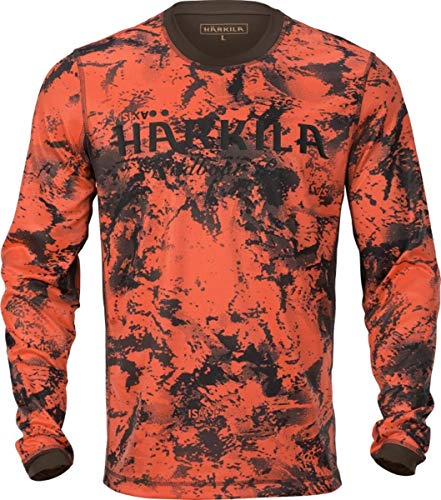 Härkila | Wildboar Pro L/S T-Shirt | Professionelle Jagd Kleidung & Jagd Zubehör für Herren & Damen | Skandinavische Qualität Made to Last | AXIS MSPOrange Blaze/Shadow Brown, im Sale