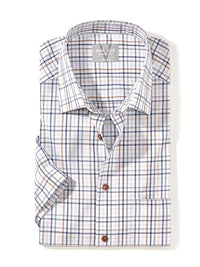 Thumbnail for Marvelis Men's Business Shirt Short Sleeve Non-Iron Comfort Fit, Checked, New Kent, Beige 21.44 on Sale