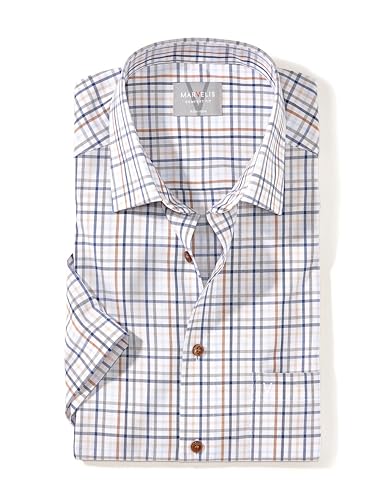 Marvelis Herren Businesshemd Kurzarm Non-Iron Comfort Fit,Kariert,New Kent,beige 21,44 im Sale