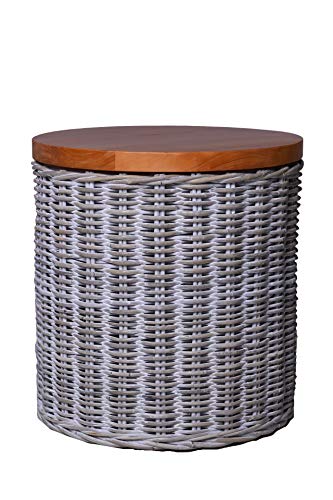 VIVANNO Table Side Table Stool Seat Stool Tambo 47x44 cm, White Wash on Sale