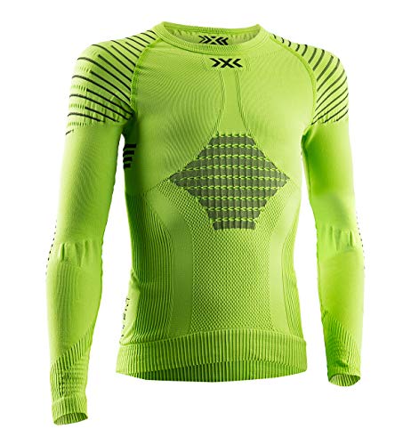 X-Bionic Unisex Kinder Invent 4.0 Round Neck Long Sleeves Junior Shirts, Green Lime/Black, 2022-10-11 00:00:00 EU im Sale