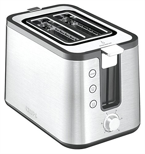 Krups KH442D Control Line Premium Toaster | Edelstahl | 2 kurze Schlitze für 2 Scheiben | Brötchenaufsatz | 6 Bräunungsgrade | 850 W | 23.6 x 32.4 x 20.2 cm | Silber/ Schwarz im Sale