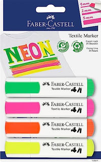 Thumbnail for FABER-CASTELL 159591 - Textilmarker in Neonfarben für helle Stoffe, 4 Neon Marker, 1-5 mm Strichbreite im Sale