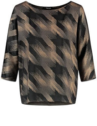 Thumbnail for Taifun Damen 3/4 Arm Shirt mit fließender Blusen-Front 3/4 Arm Gemustert Wood Gemustert 42 im Sale