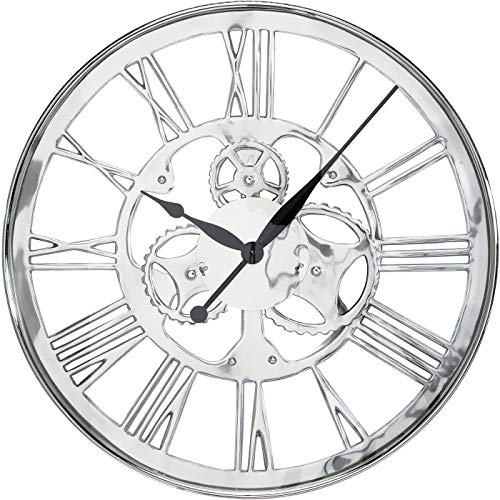 Kare Design Wanduhr Gear, Silber, 60cm Durchmesser, Uhr, Aluminium, Glas, Stahl, Quarzuhrwerk, Batterie nicht inklusive im Sale