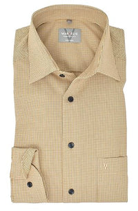 Thumbnail for Marvelis Herren Businesshemd Comfort Fit Kent Kragen Langarm Kariert Ocker, Kragenweite:40 im Sale