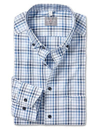 Thumbnail for Marvelis Men's Long Sleeve Non-Iron Comfort Fit Checked Shirt with 04 Button-Down Collar, Blue 15.44 on Sale
