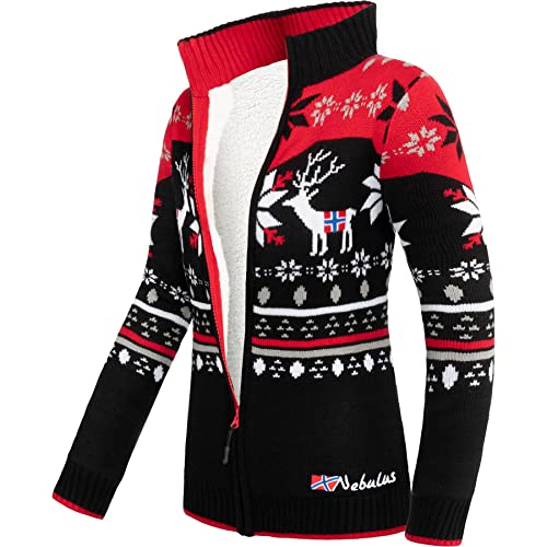 Nebulus women's Norwegian cardigan SVERRE, lined jacket, with zip, navy-off-white - /42 on sale